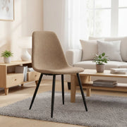 Sedia da pranzo in tessuto e metallo - Xylo - Set di 2 - Beige chiaro
