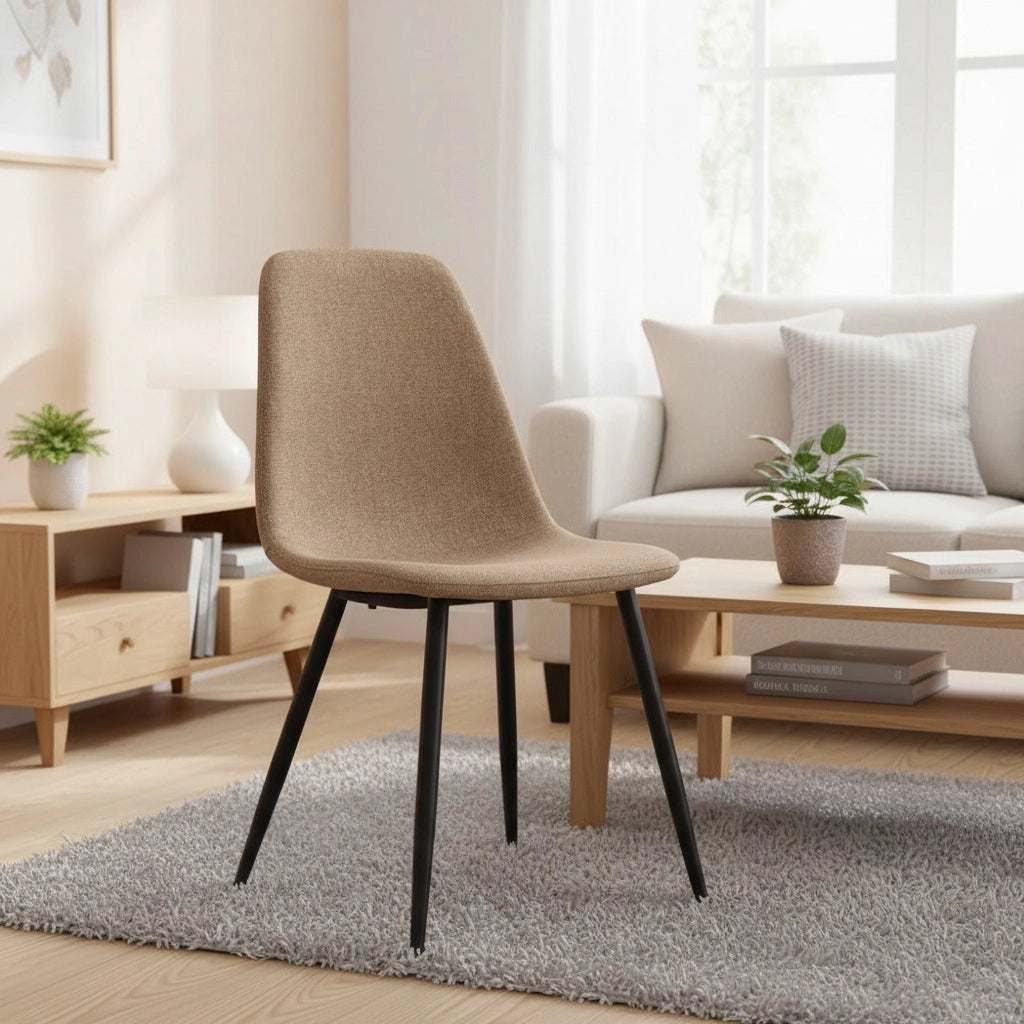 Sedia da pranzo in tessuto e metallo - Xylo - Set di 2 - Beige chiaro