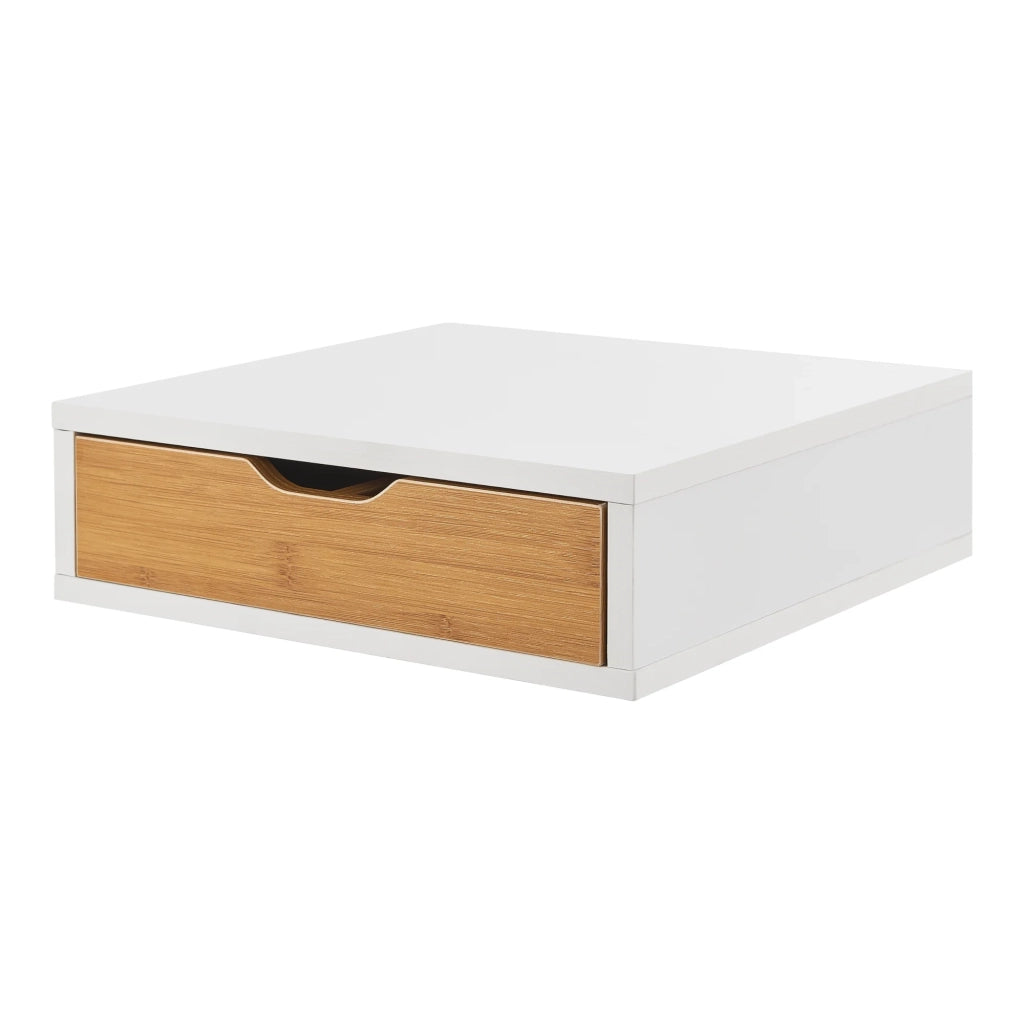 Organizer da scrivania in MDF 9 x 30 x 31 cm effetto bambù bianco 03_0006353