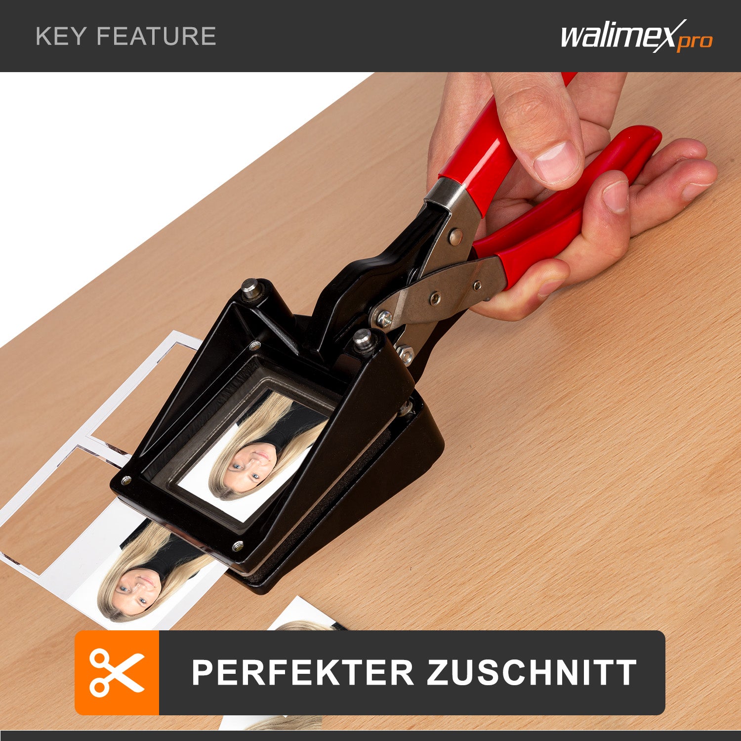 Taglierina per fototessere 45 x 60 mm, Fustellatrice manuale per taglio foto in formato fototessera, con manico ergonomico