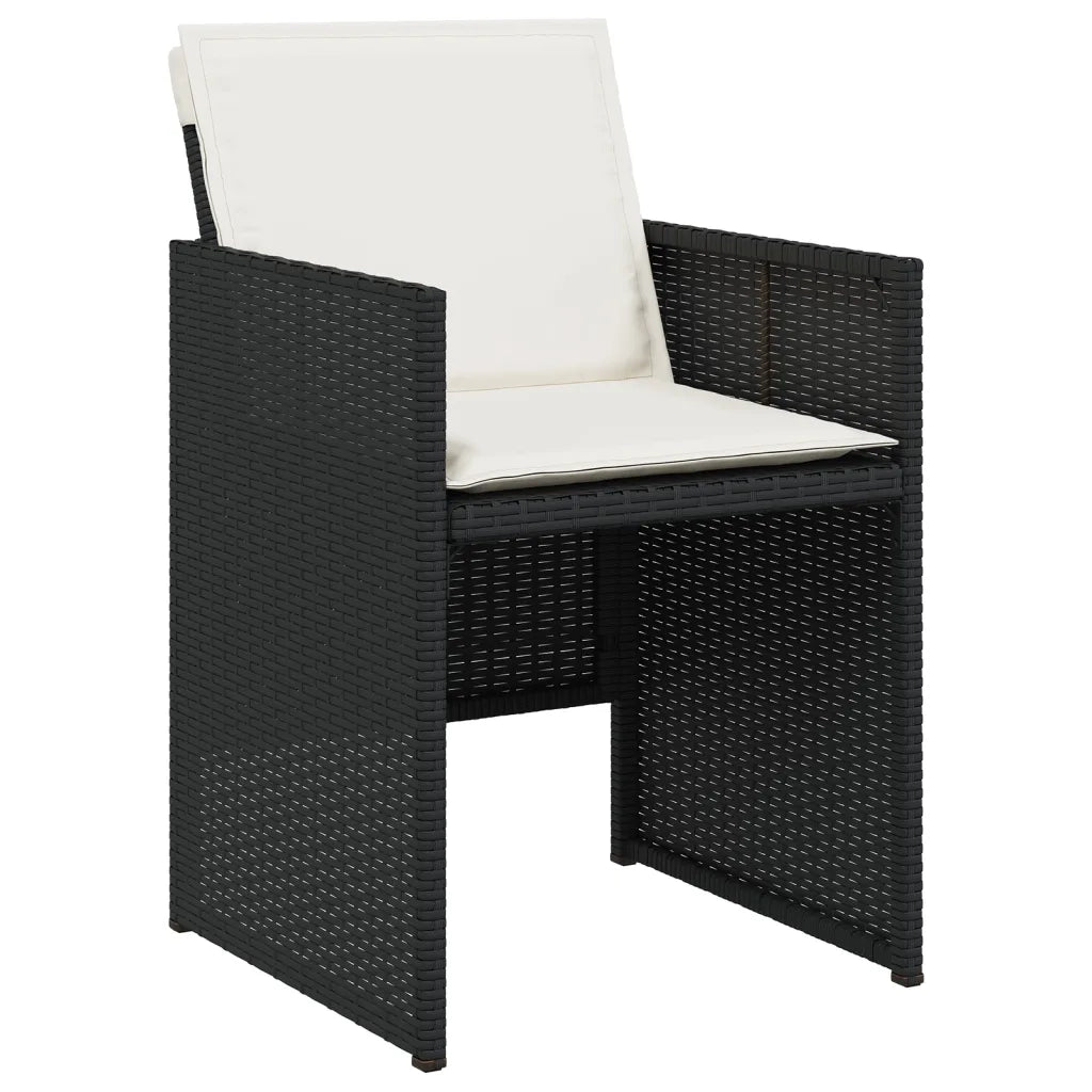 Set da Pranzo da Giardino 7 pz Nero con Cuscini in Polyrattan 3277682