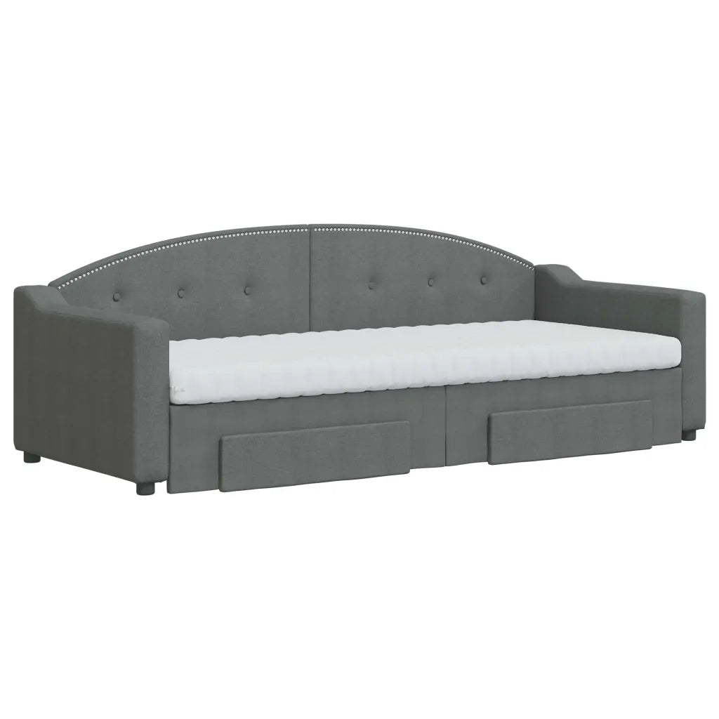 Divano Letto Estraibile Cassetti Grigio Scuro 80x200cm Tessuto 3197580