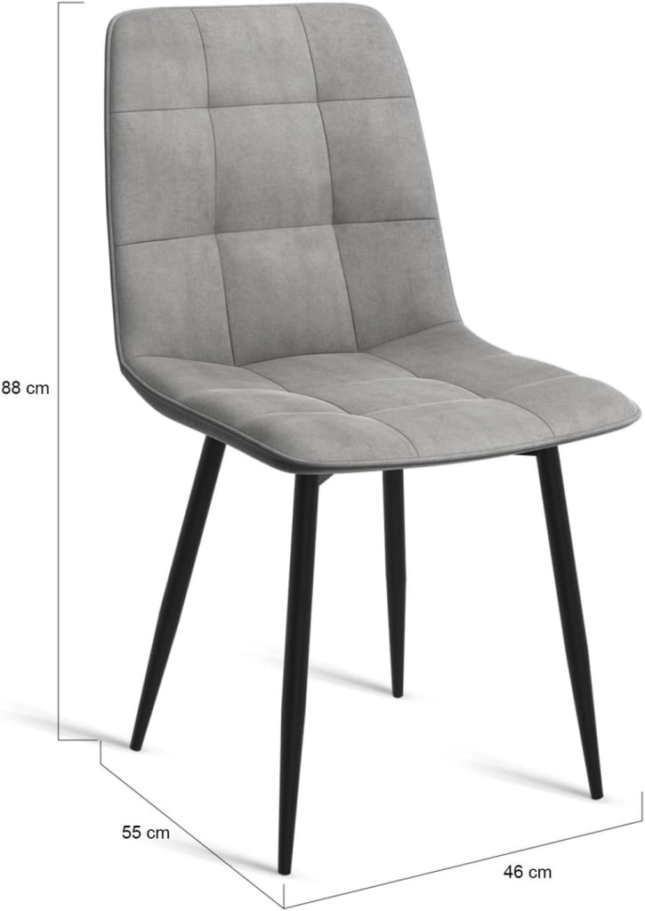 Set di 6 sedie da pranzo in velluto grigio chiaro MILA