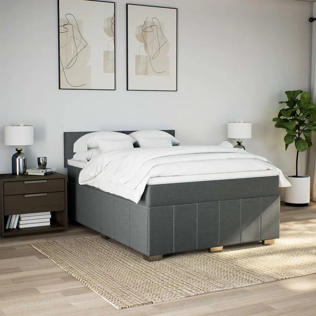 Giroletto a Molle con Materasso Grigio Scuro 140x190 cm Tessuto 3287057
