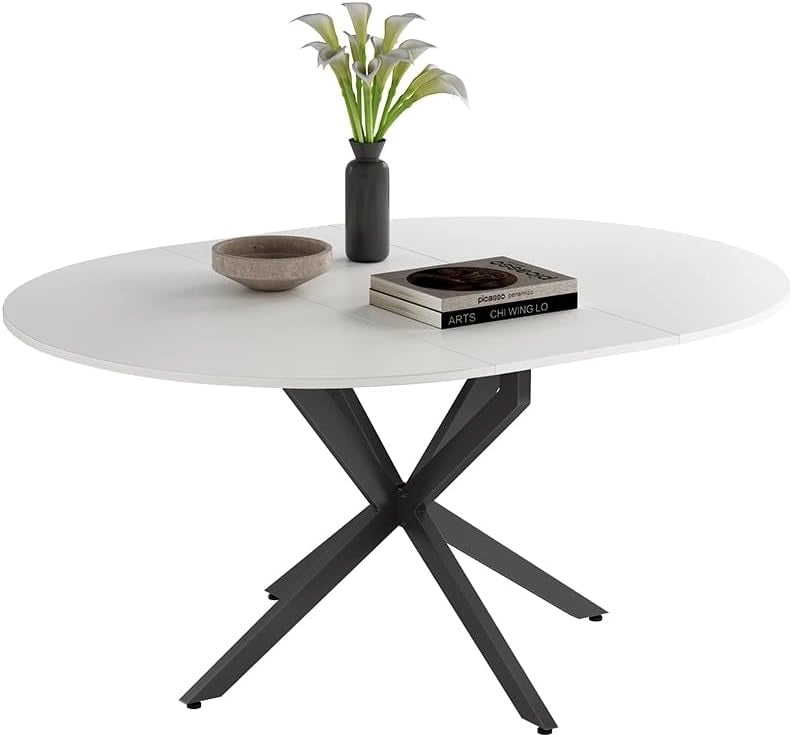 tavolo da pranzo allungabile Loyd, Bianco/nero, 120 x 76.5 cm Estensibile