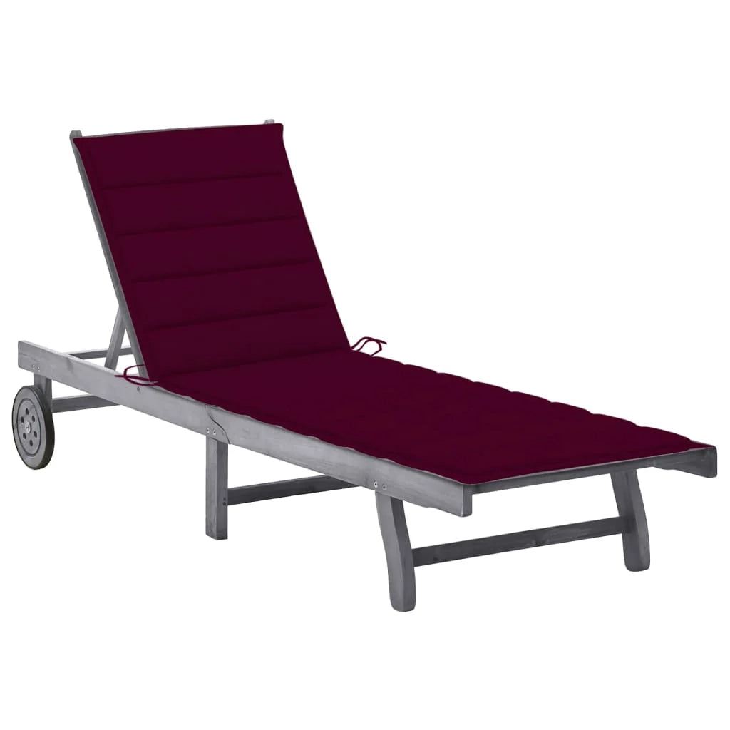Lettino prendisole sedia a sdraio lettino prendisole letto da giardino mobili da esterno per patio con cuscino legno massello di acacia grigio 02_0012474