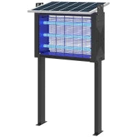 Lampada Antizanzare per Esterno a Energia Solare con 60 LED e Rete di Protezione, Nero