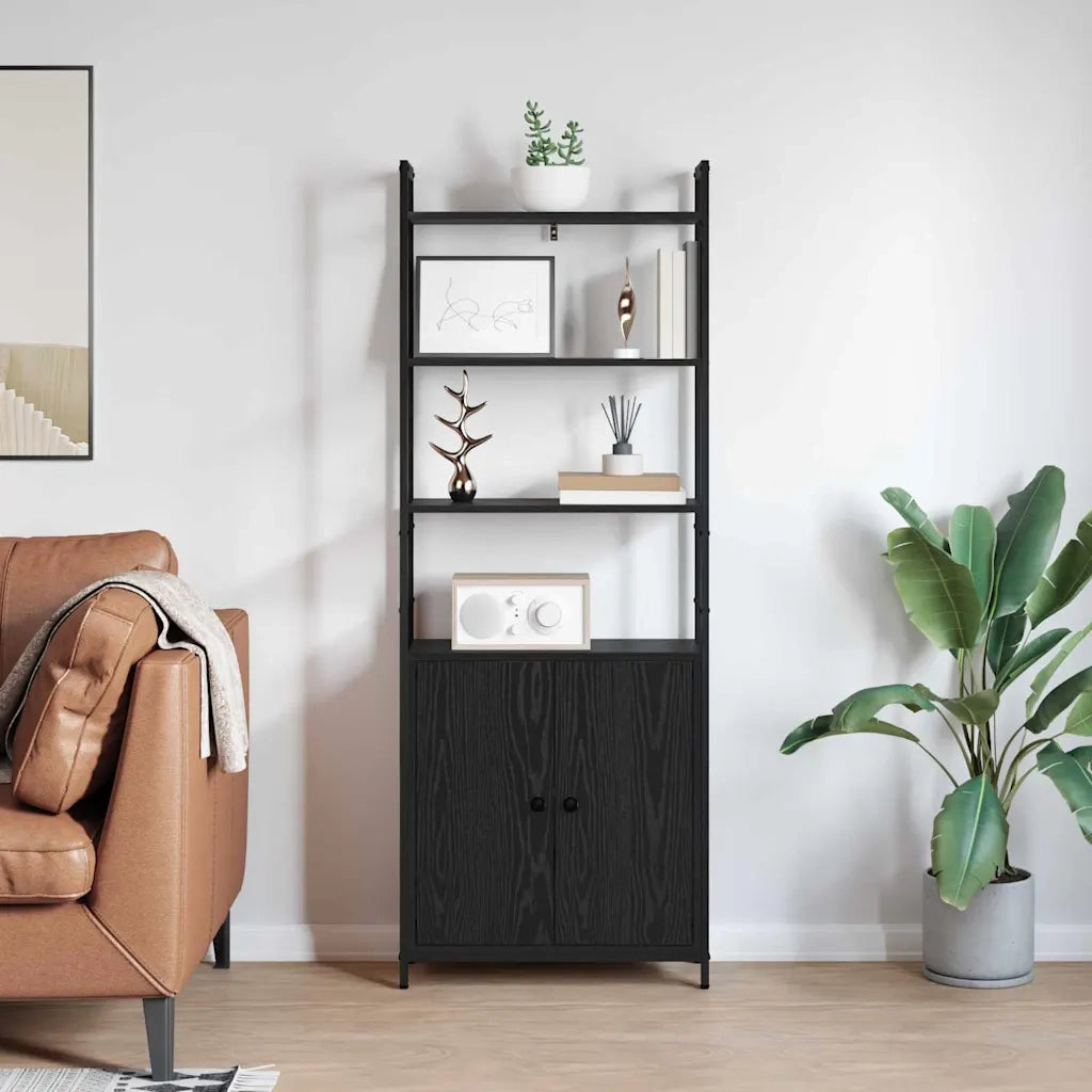 Armadio per Libri Rovere Nero 60 x 24 x 161 cm