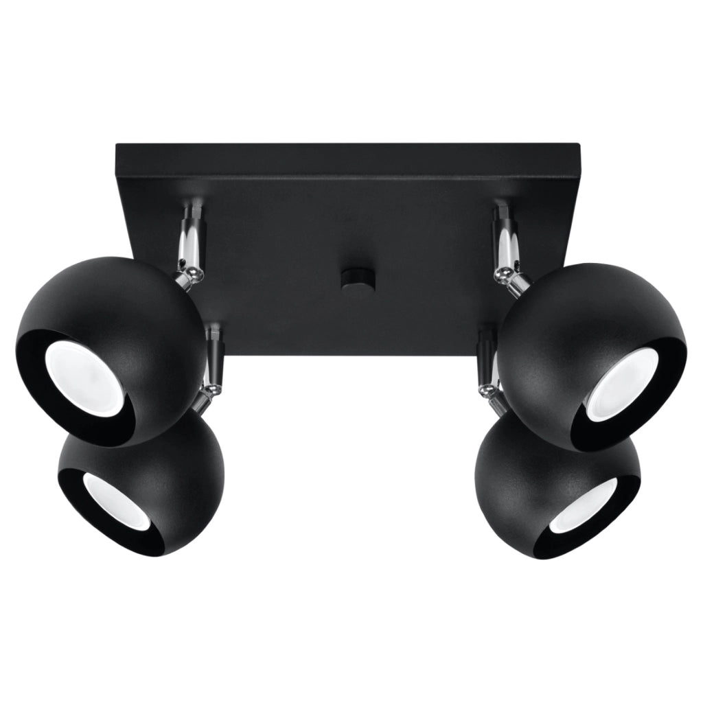 Plafoniera Pure Lume FOKUMO quadrata 4xGU10 nera/cromo