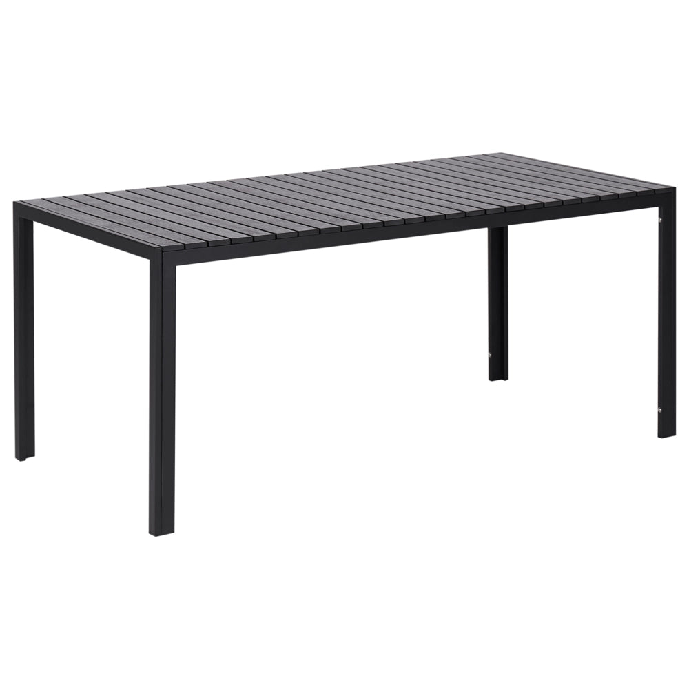Set da Pranzo da Giardino Tavolo Rettangolare 2 Panche Telaio Alluminio anodizzato nero esterno terrazzo