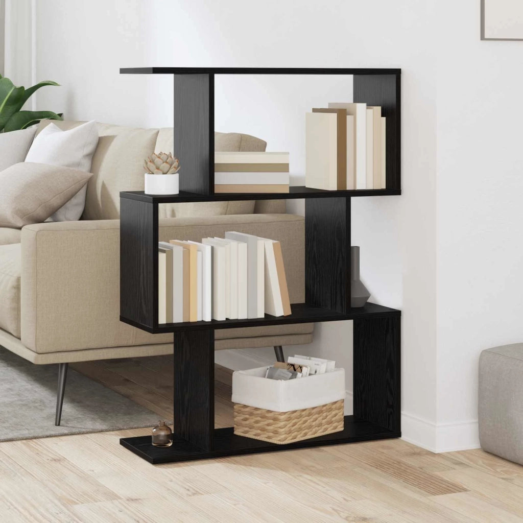 Armadio per Libri 3 livelli 70 x 24 x 97 cm Rovere Nero 879671