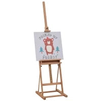 Cavalletto da Pittore Regolabile in Legno di Faggio con Vano Contenitore, 53x50.5x171-230cm