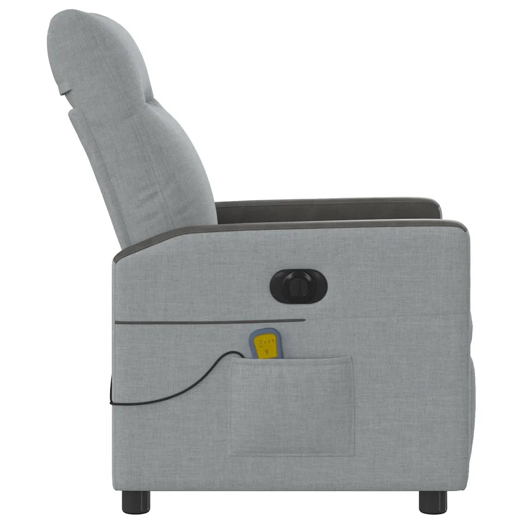 Poltrona | Sedia Relax Reclinabile Massaggio Elettrica Grigio Chiaro Tessuto