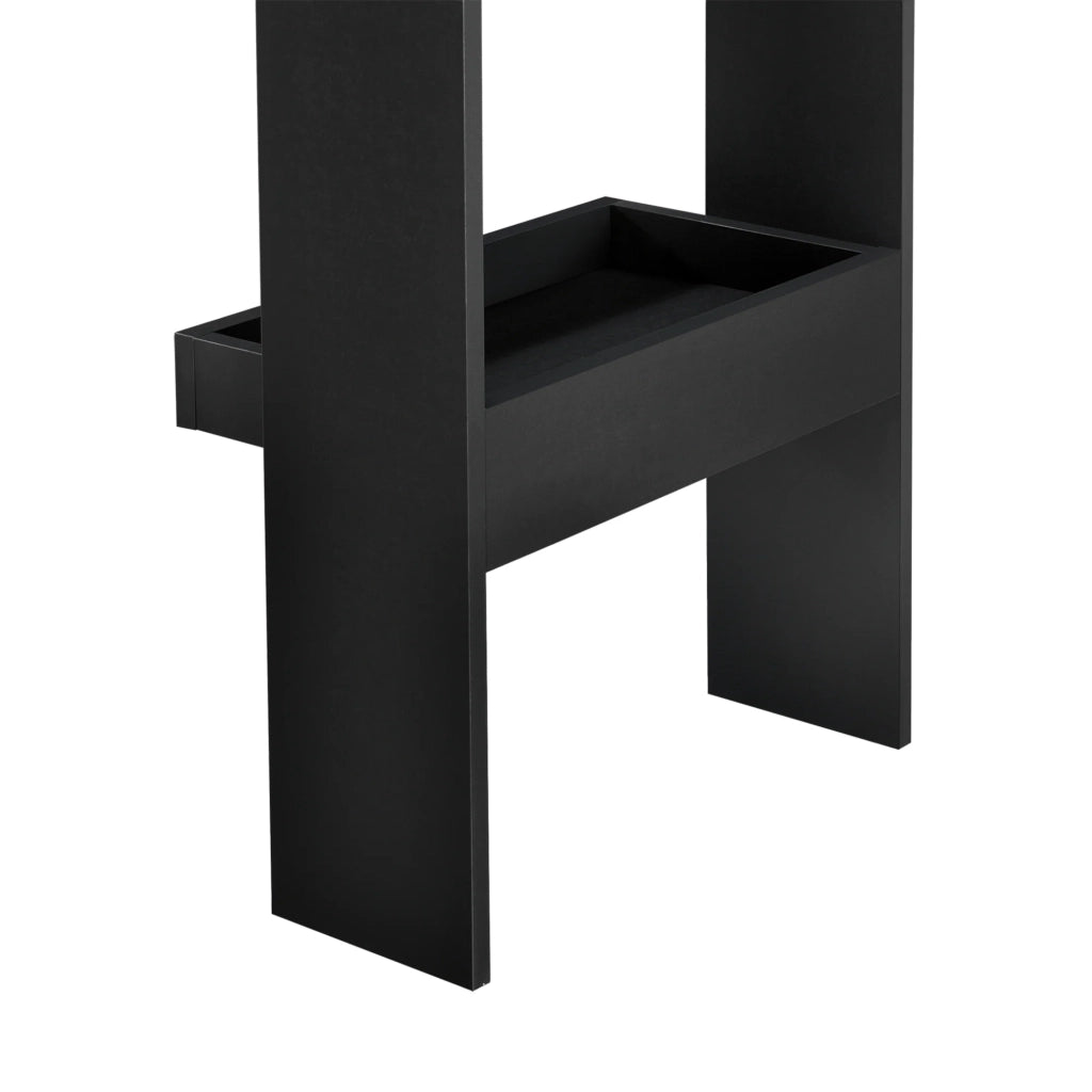 Elegante tavolo da bar con vani portaoggetti tavolo da bistrot a parete pannello di particelle rivestito in melaminico 120 x 45 x 106 cm rovere scuro/nero 03_0006216