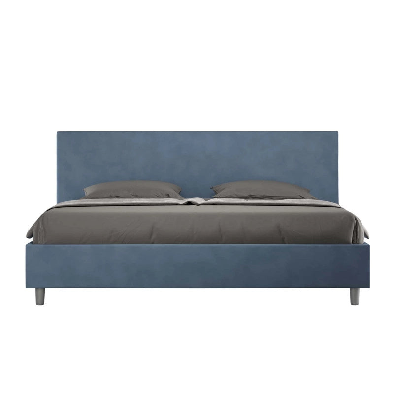 Letto imbottito Matrimoniale 200x200 cm Adele - Senza rete,Microfibra,Blu