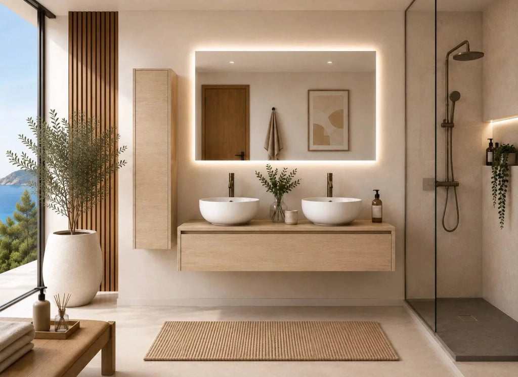 Mobile bagno componibile FORMENTERA con modulo da 120 cm, doppio lavabo, senza specchio