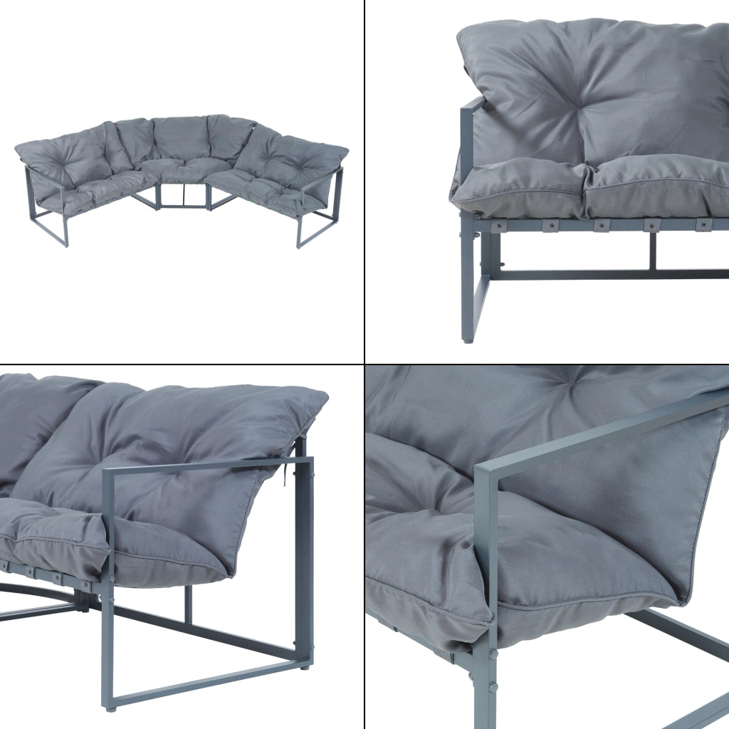 Set Salottino per Esterno Karg Divano Modulare a 3 pezzi e Tavolino con Piano in Vetro Nero Mobili da Giardino- Grigio Scuro casa.pro
