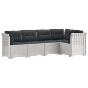 Divano da Giardino 5 Posti con Cuscini Stile Rattan PP Bianco 3444059