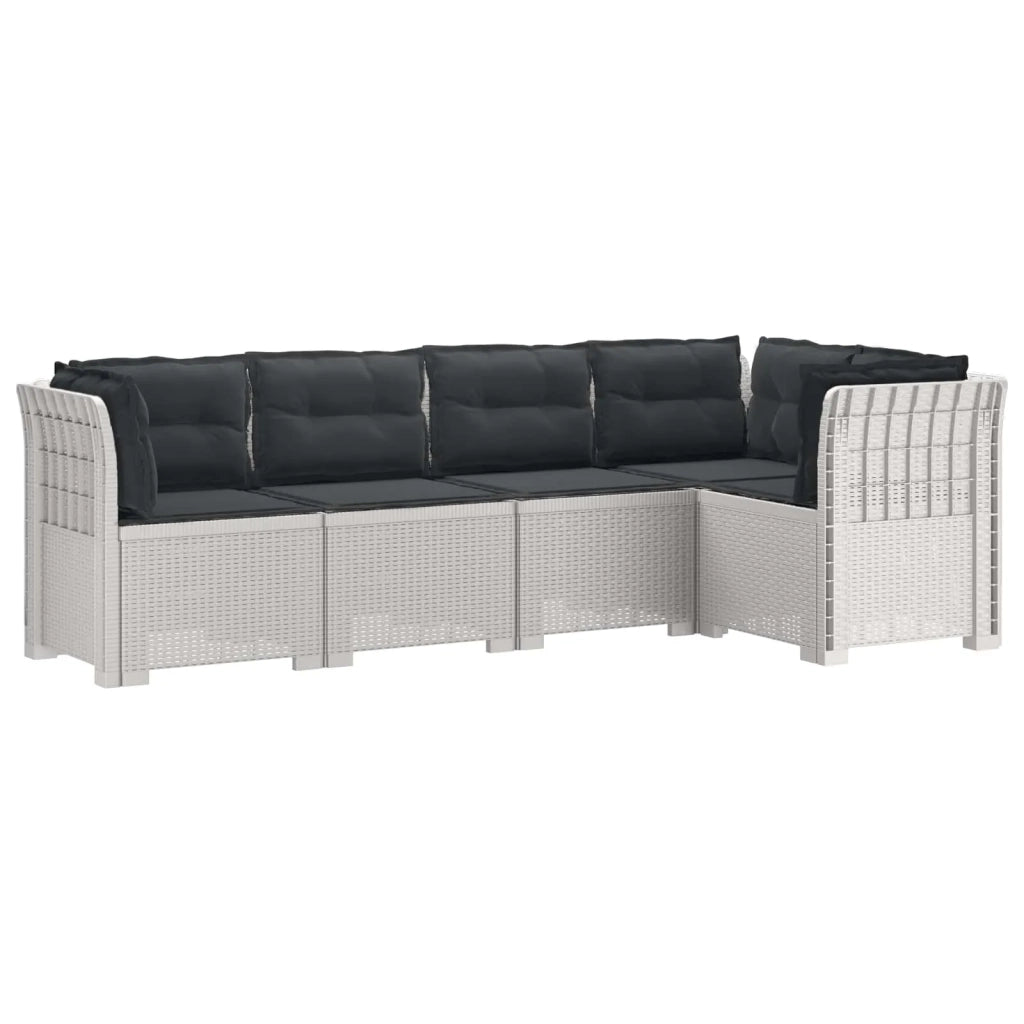 Divano da Giardino 5 Posti con Cuscini Stile Rattan PP Bianco 3444059
