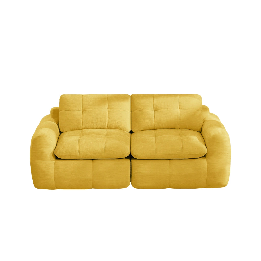 Divano modulare a 2 posti in chenille con seduta profonda e design ergonomico senza montaggio giallo 194 × 97 × 68 cm