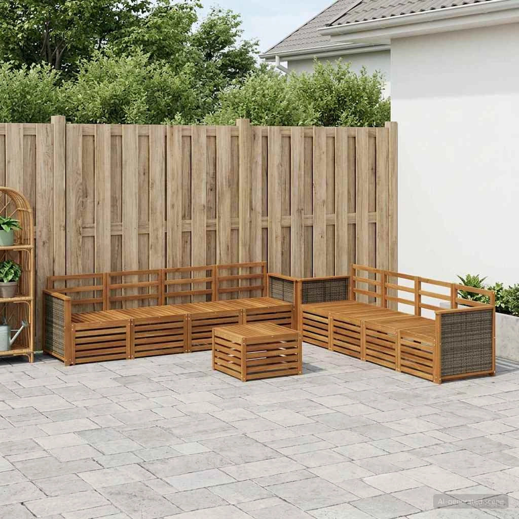 Set di divani da esterno 9 pz Naturale 3384165