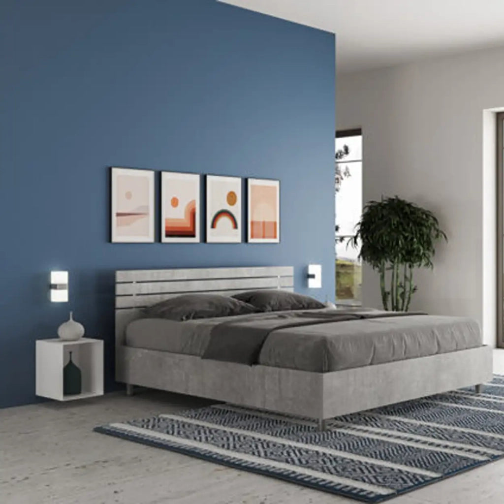 Letto matrimoniale senza rete 160x190 testata dritta con doghe cemento Ankel