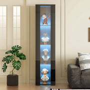Vetrina multifunzione 40x29x170 cm con LED a colori; ripiani in vetro; nero