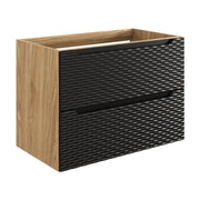 Mobile sottolavabo YOKA – 2 cassetti – Rovere chiaro e nero – L80 × P46 × H57 cm – Da appendere