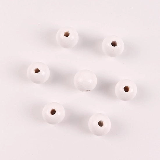 Kralen in Legno 100 Pezzi - Ronde - Decorative - in Legno con Foro - 20 mm - Legno di Loto