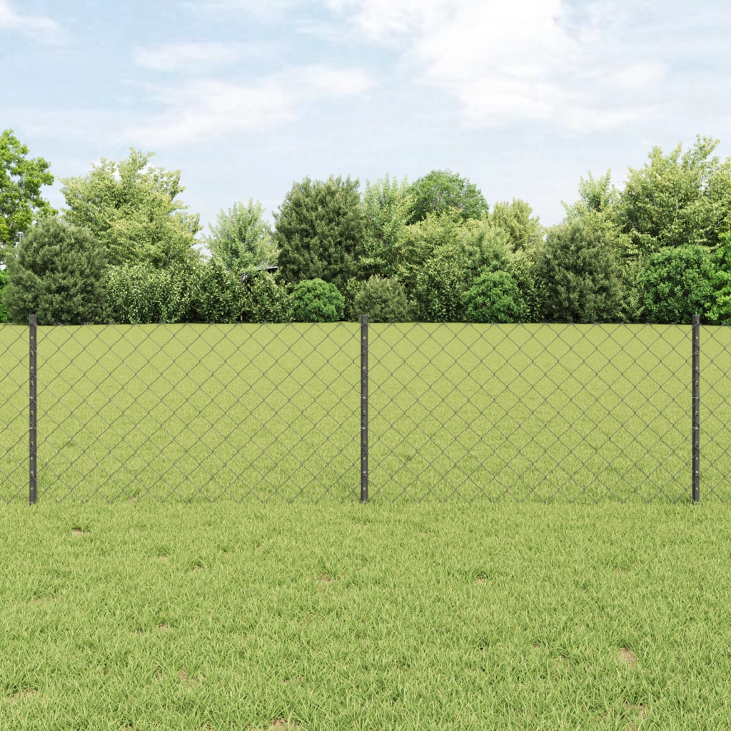 Recinzione a Catena con 22 Post U Grigia 0.6x25 m Acciaio