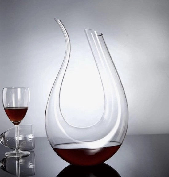 Decantatore in vetro 1.5L | Vino | Vetro cristallo | Accessori per vino | Decantatore elegante | Manufatto a mano | Accessori per vino | Decantatore a forma di U | Decantatori in vetro | Caraffe per vino | Decantato |