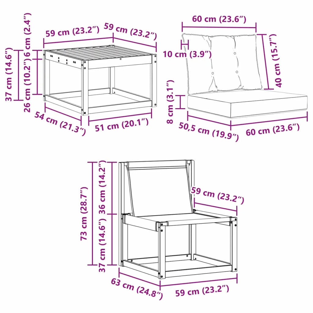 Set di divani da esterno 8 pz Naturale e Crema 3381822