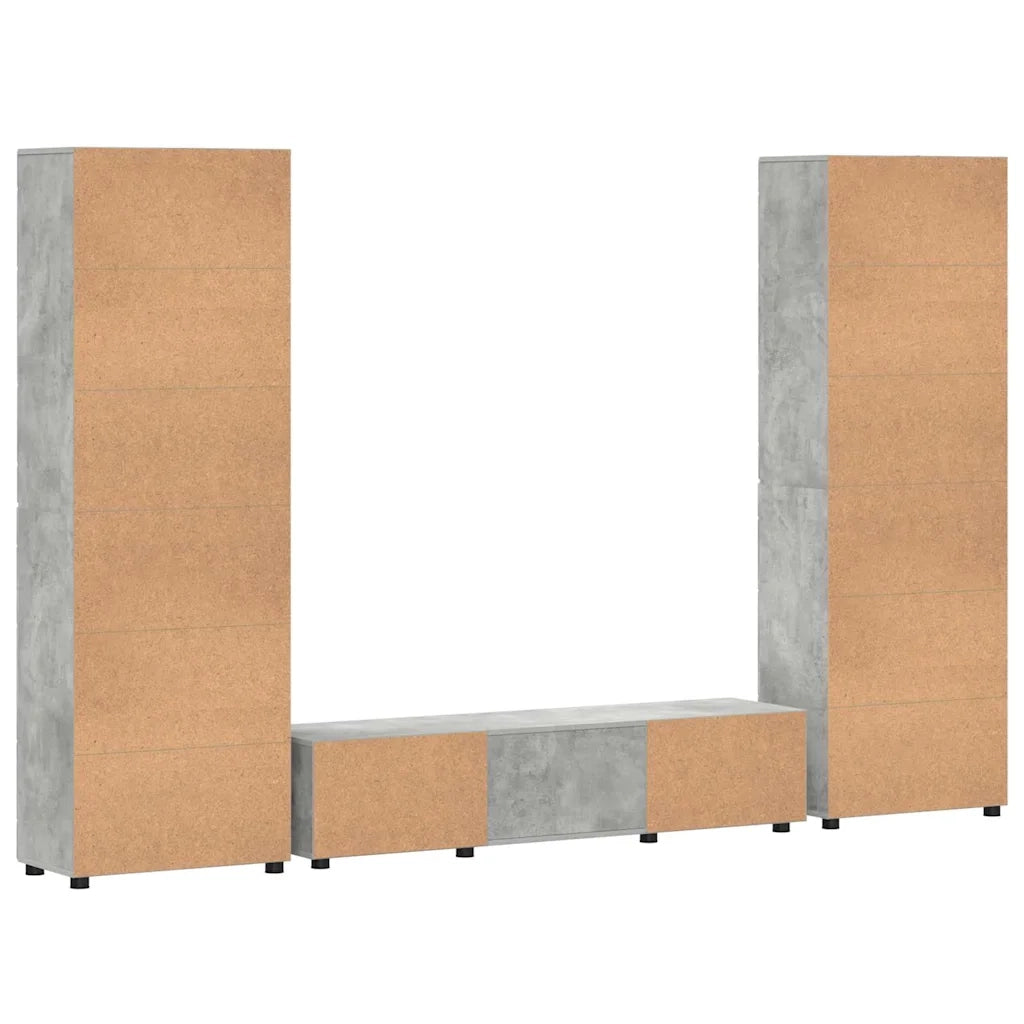Set mobile TV FLORIN 3 pcs Grigio cemento Legno multistrato