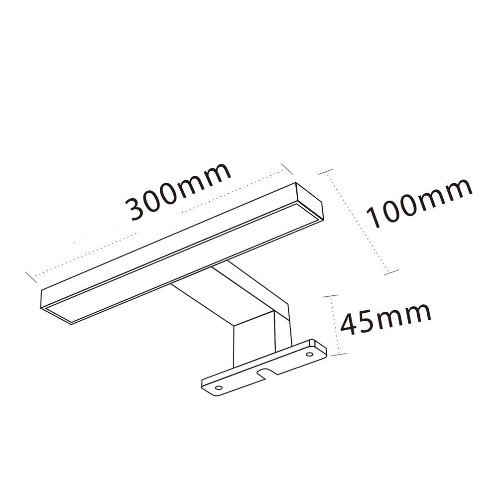 Trade Shop - Applique Lampada Led Da Specchio 5w 400lm Luce Naturale 4000k Ip44 300mm Nera 300pb-nn -