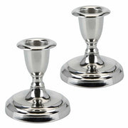 Set di 2 candelabri in argento di metallo, altezza 8 cm, sospensione per candele con piede rotondo e forma conica