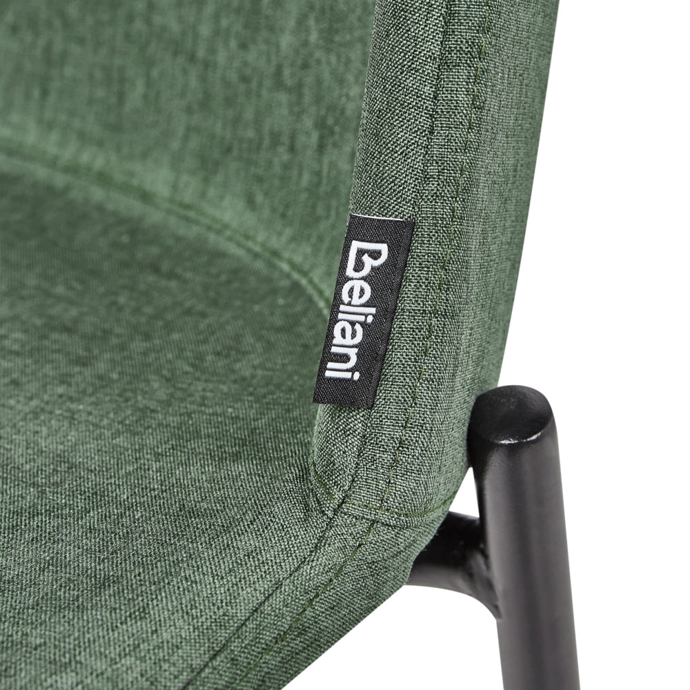 Set di 2 eleganti sedie da pranzo imbottite in tessuto poliestere verde con gambe in metallo Esbon