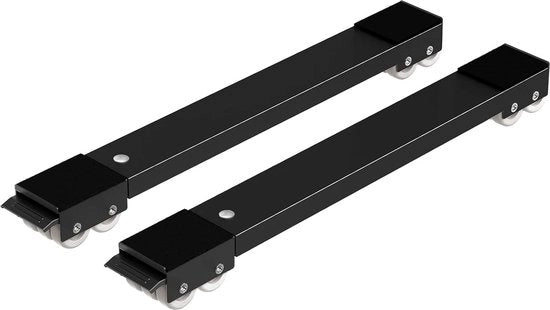 Set di 2 sottoscala per lavatrice, carrello di trasporto per lavatrice e frigorifero 44 cm-70,5 cm, con 24 ruote, freno, nero