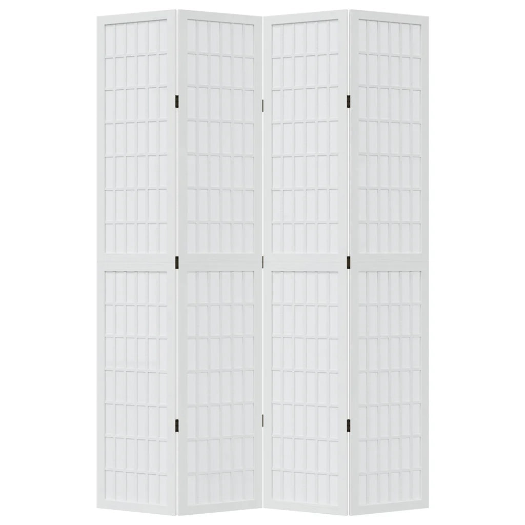 Divisorio Ambienti 4Pannelli Bianco Legno Massello di Paulownia 358788