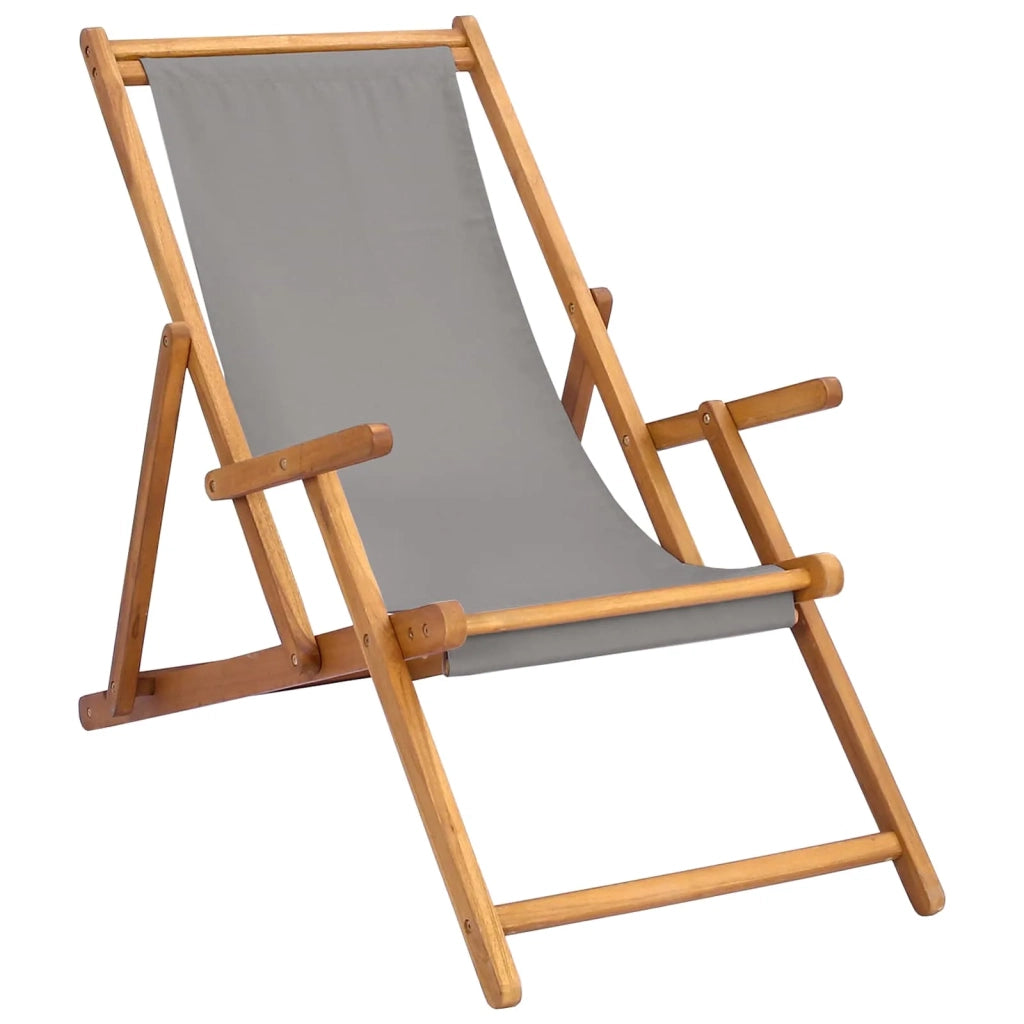Sedia da Giardino | Sedia da spiaggia Grigio Chiaro Legno di teak solido
