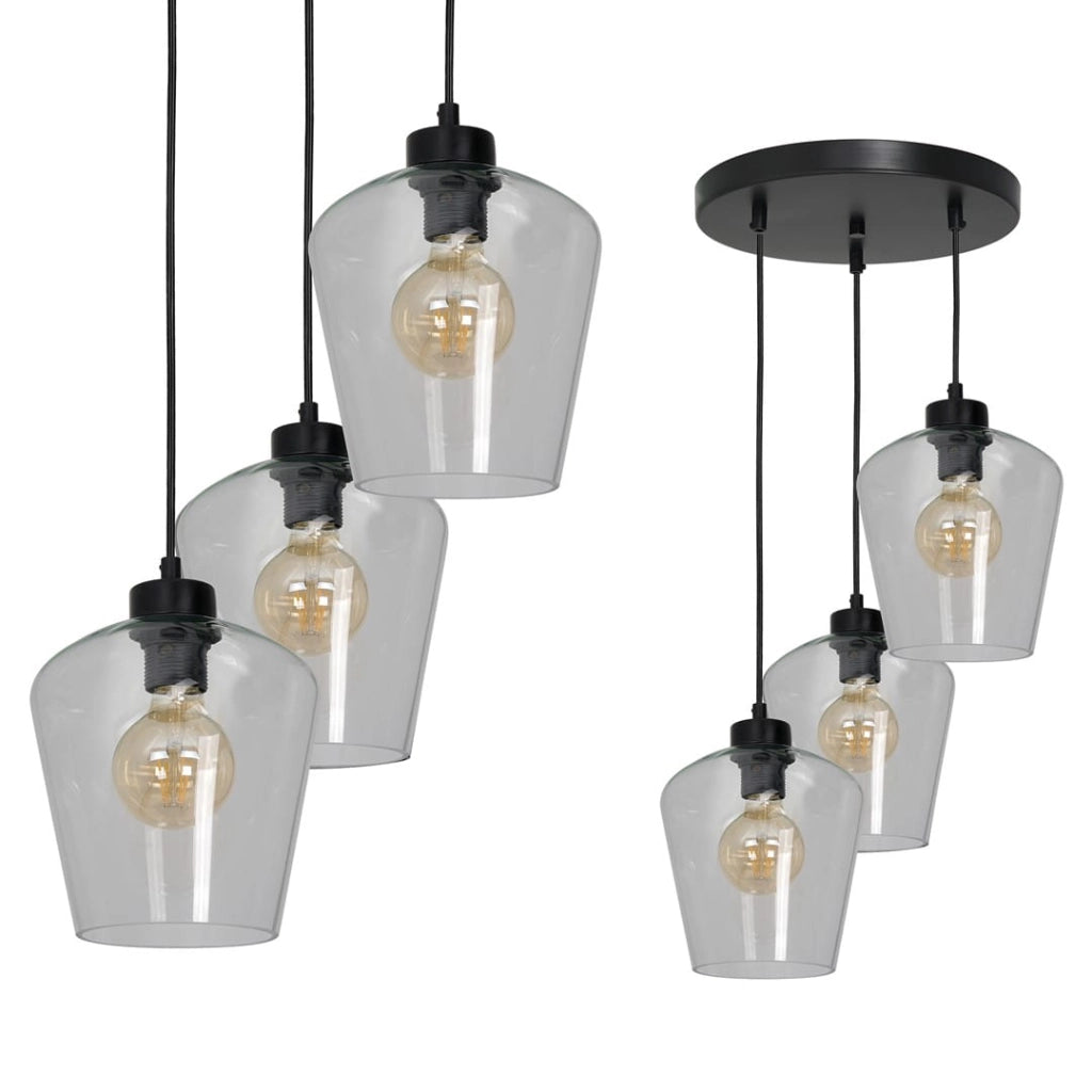 Lampadario sospeso Santiago Milagro 3xE27 60W nero