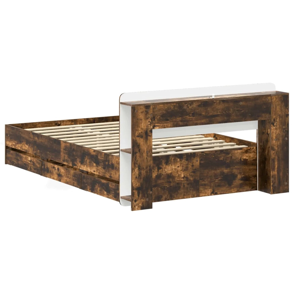 Telaio del letto con storage Rovere Fumo 120 x 190 cm