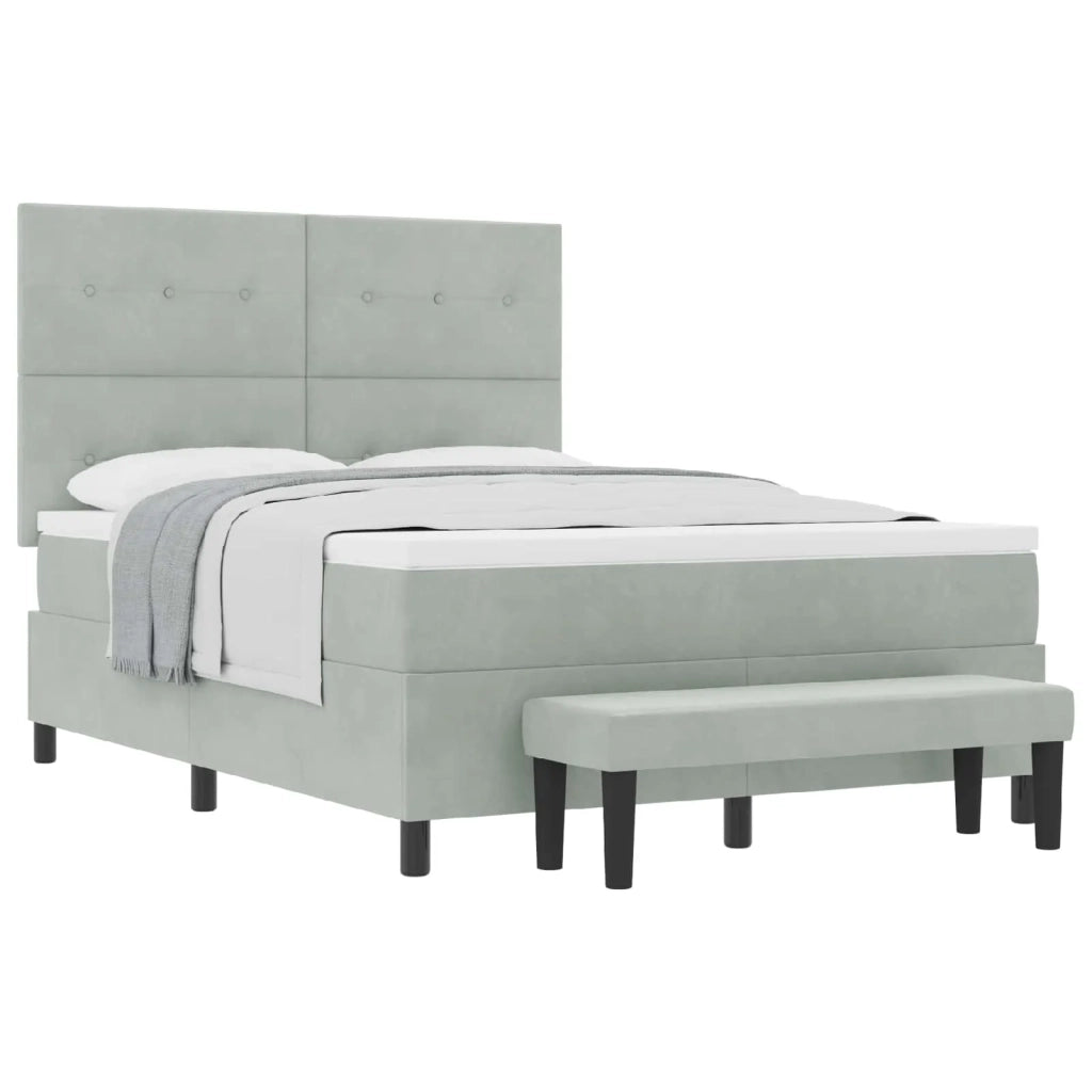 Letto a molle con materasso Grigio chiaro 160 x 200 cm Velluto