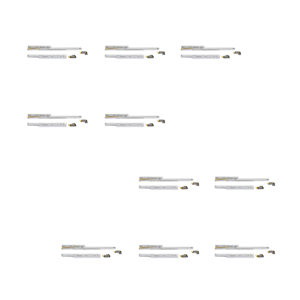 Emuca Guide Silver ad estrazione totale con chiusura soft e aggancio, 440, Zincato bianco, Acciaio, 10 u