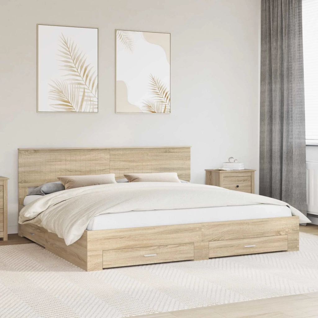 Struttura del letto con testiera Rovere Sonoma 200 x 200 cm 3410856