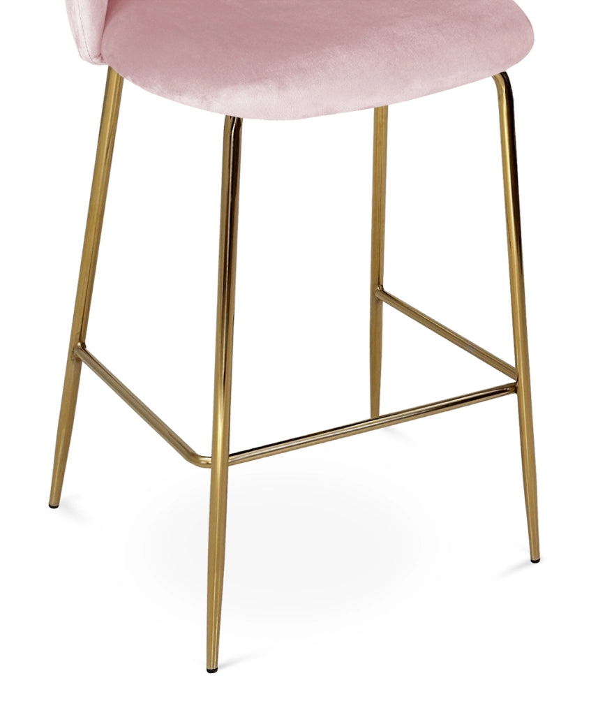 Sgabello cucina imbottito, sgabello alto in velluto rosa piede dorato – Nicole - SG19NIG