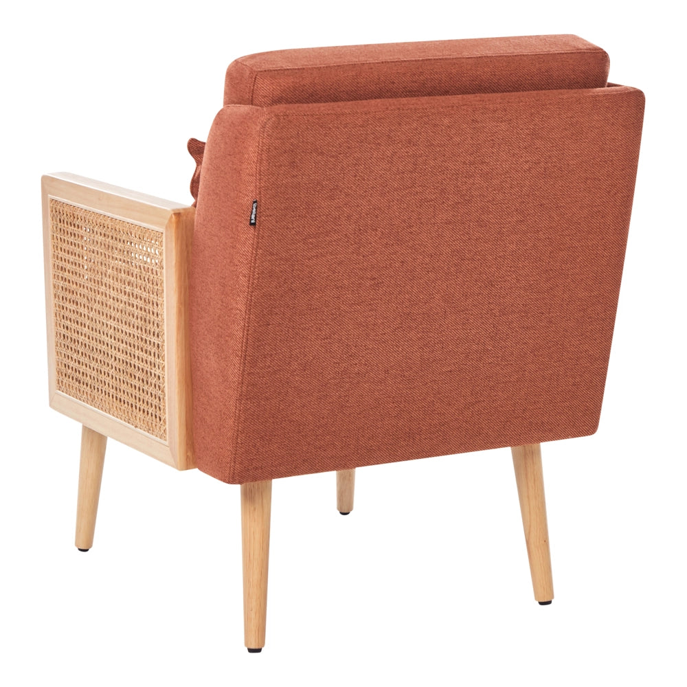 Poltrona Arancione Poliestere Struttura in legno con intreccio in rattan Gambe in legno Tappi delle gambe in plastica con cuscino Stile tradizionale Soggiorno Camera da letto