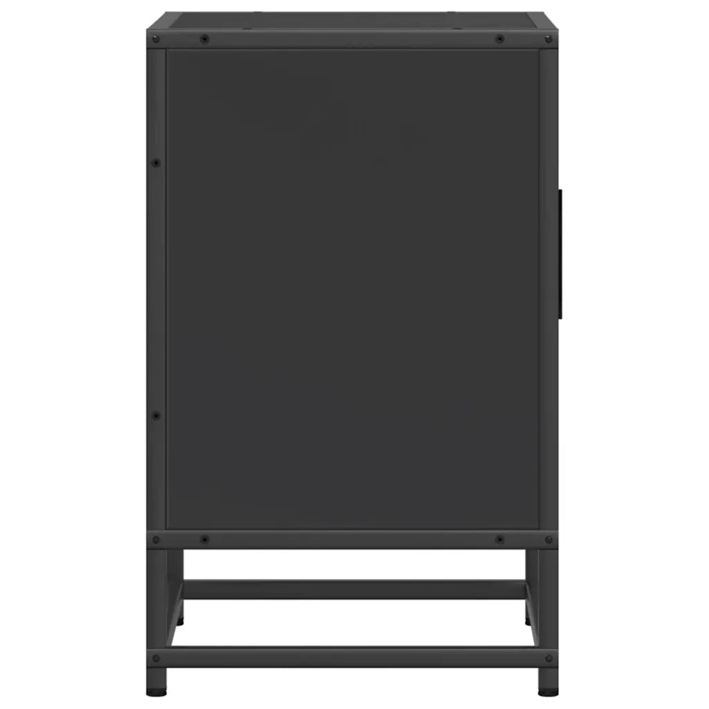 Comodino | Armadio da Notte | Mobiletto da notte Nero 40x31x50 cm Legno Multistrato e Metallo