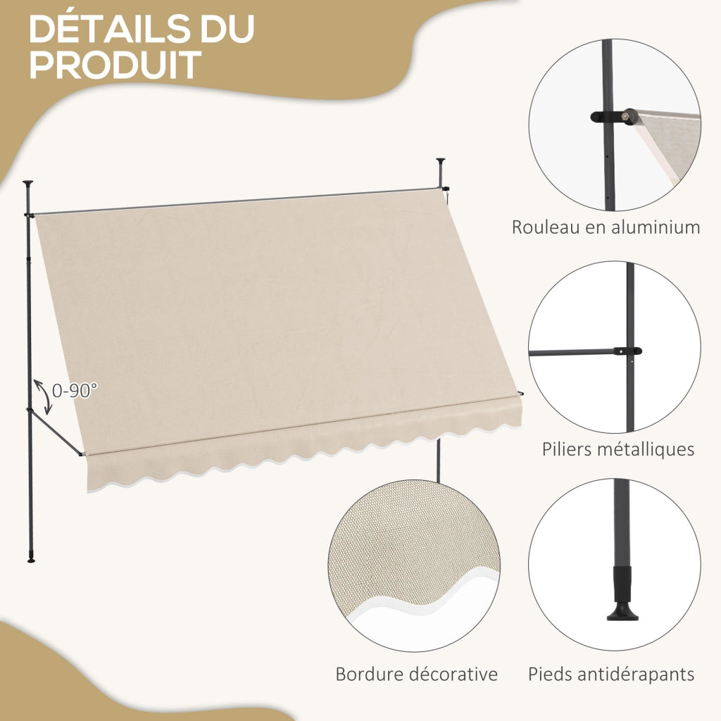 Bancarella da esterno pieghevole regolabile ¨C zephmum ¨C metallo sabbia 120x35x210 cm