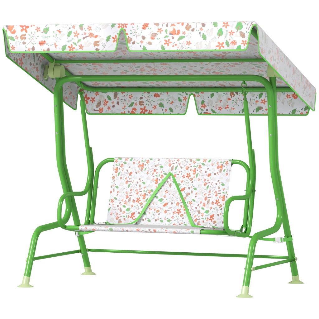 Altalena da Giardino per Bambini con Tettoia e Cinture di Sicurezza ¨C Zephmum ¨C Verde 112x75x120 cm