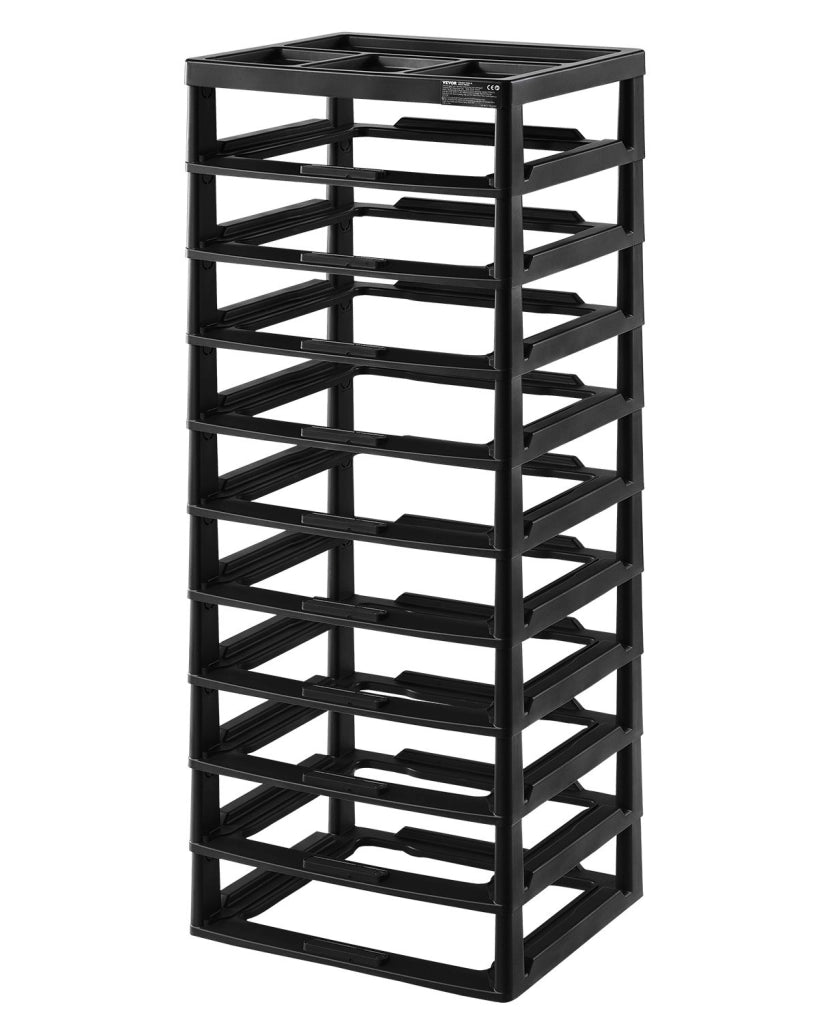 Telaio Organizzatore Portaoggetti in Plastica PP Nero a 10 Ripiani, Carrello Salvaspazio per Casa e Fai da Te, 362x405x1020 mm